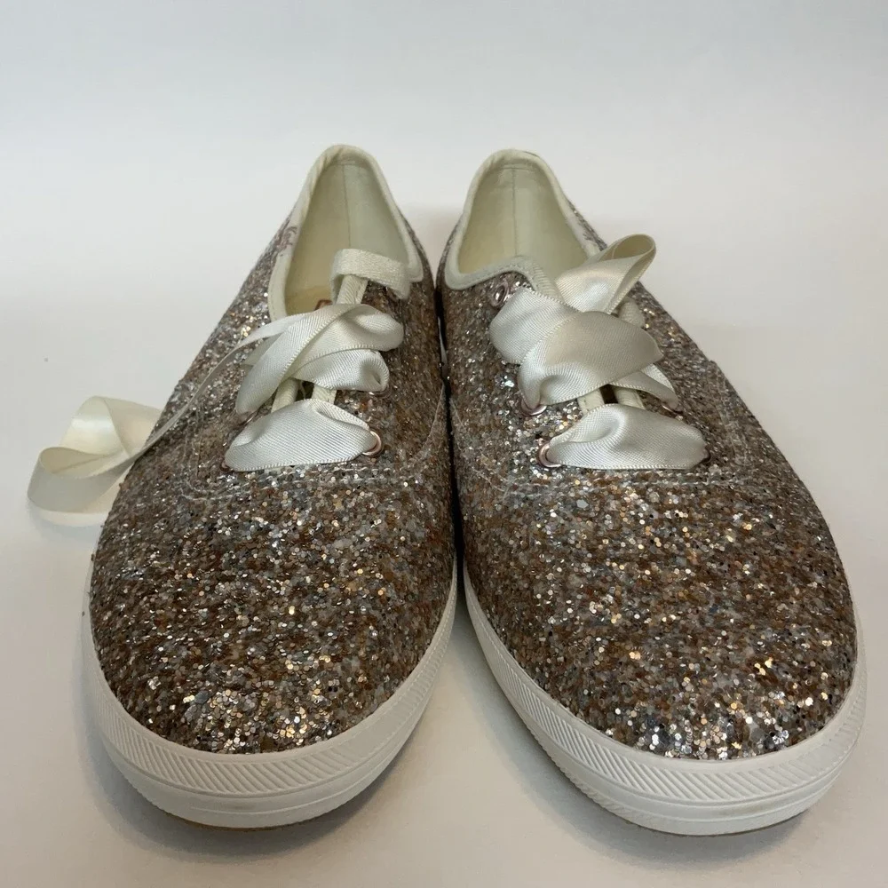Keds Kate Spade  Shoes Women's 7,5W Platinum Gold Pink  Glitter Sparkly Sneakers